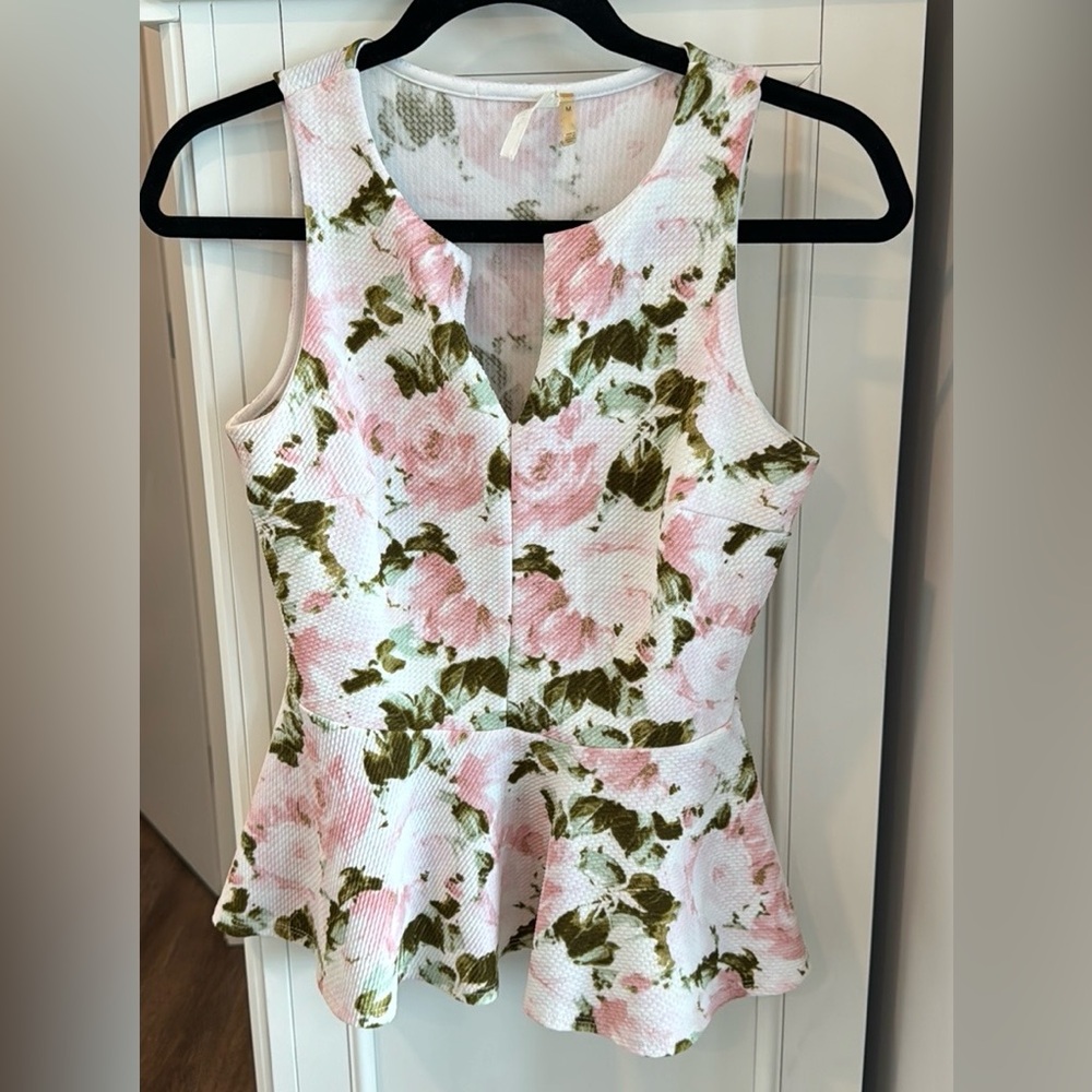 Floral peplum tank